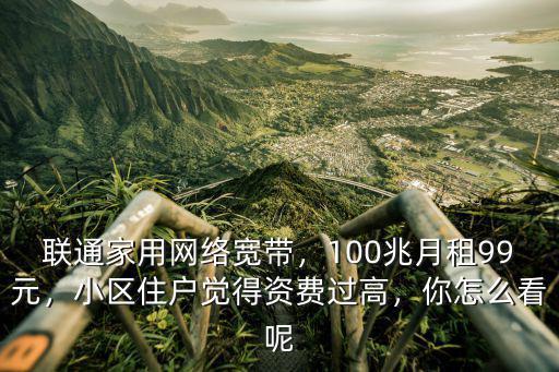聯通家用網絡寬帶，100兆月租99元，小區住戶覺得資費過高，你怎么看呢