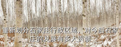 重新劃分石家莊行政區(qū)域，對(duì)今后石家莊的發(fā)展有多大貢獻(xiàn)