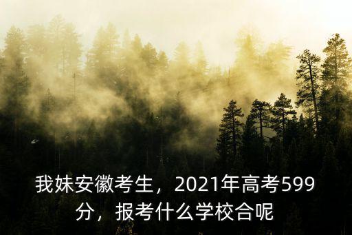 我妹安徽考生，2021年高考599分，報(bào)考什么學(xué)校合呢