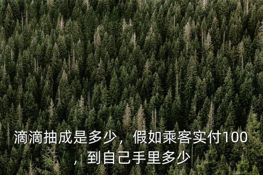 滴滴抽成是多少，假如乘客實付100，到自己手里多少