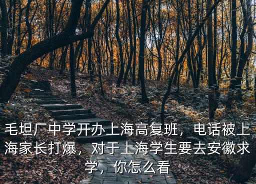 毛坦廠中學(xué)開(kāi)辦上海高復(fù)班，電話被上海家長(zhǎng)打爆，對(duì)于上海學(xué)生要去安徽求學(xué)，你怎么看