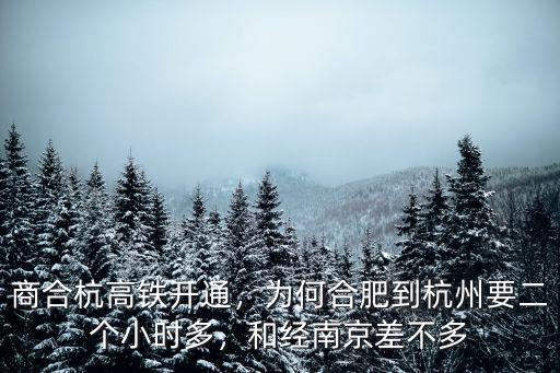 商合杭高鐵開通，為何合肥到杭州要二個小時多，和經南京差不多