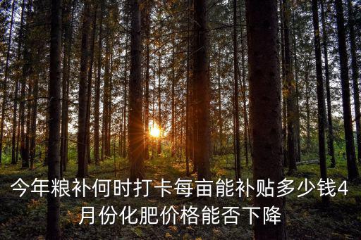 今年糧補何時打卡每畝能補貼多少錢4月份化肥價格能否下降