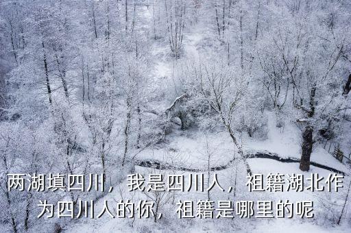 兩湖填四川，我是四川人，祖籍湖北作為四川人的你，祖籍是哪里的呢