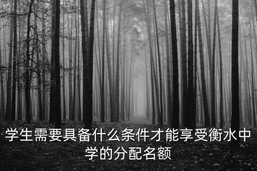 學生需要具備什么條件才能享受衡水中學的分配名額