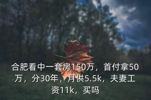 合肥看中一套房150萬，首付拿50萬，分30年，月供5.5k，夫妻工資11k，買嗎