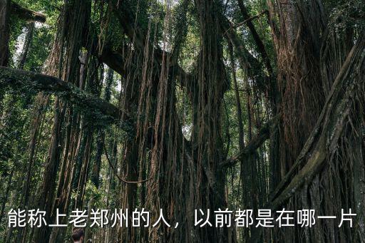 能稱上老鄭州的人，以前都是在哪一片