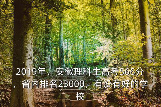 2019年，安徽理科生高考566分，省內排名23000，有沒有好的學校