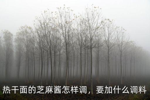 熱干面的芝麻醬怎樣調，要加什么調料