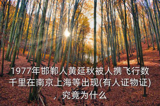 1977年邯鄲人黃延秋被人攜飛行數(shù)千里在南京上海等出現(xiàn)(有人證物證)，究竟為什么