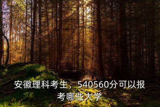 安徽理科考生，540560分可以報考哪些大學