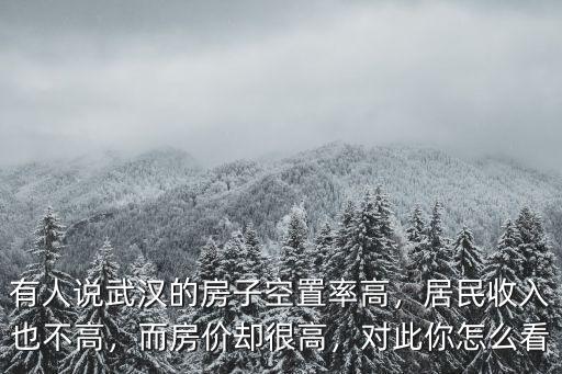 有人說武漢的房子空置率高，居民收入也不高，而房價卻很高，對此你怎么看
