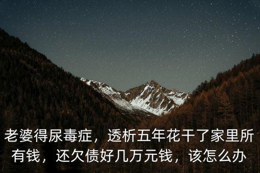 老婆得尿毒癥，透析五年花干了家里所有錢，還欠債好幾萬元錢，該怎么辦
