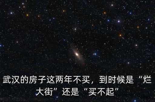武漢的房子這兩年不買，到時候是“爛大街”還是“買不起”