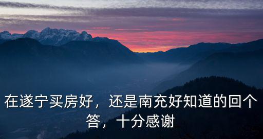在遂寧買房好，還是南充好知道的回個答，十分感謝