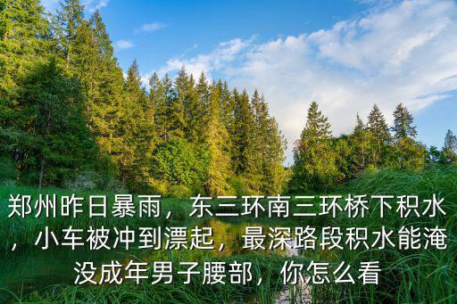 鄭州昨日暴雨，東三環(huán)南三環(huán)橋下積水，小車被沖到漂起，最深路段積水能淹沒成年男子腰部，你怎么看