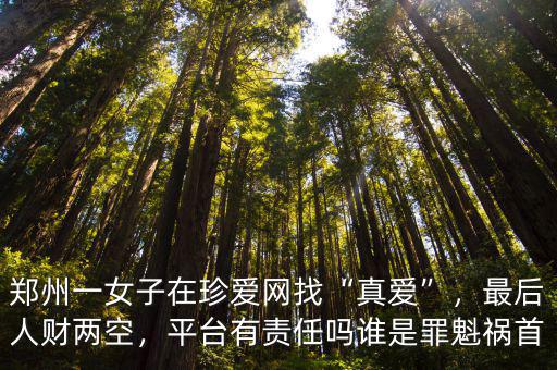 鄭州一女子在珍愛網找“真愛”，最后人財兩空，平臺有責任嗎誰是罪魁禍首
