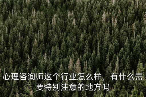 心理咨詢師這個行業怎么樣，有什么需要特別注意的地方嗎