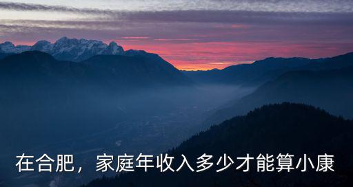 在合肥，家庭年收入多少才能算小康