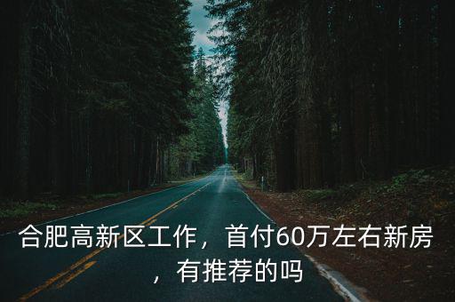 合肥高新區工作，首付60萬左右新房，有推薦的嗎