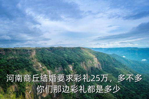河南商丘結(jié)婚要求彩禮25萬，多不多，你們那邊彩禮都是多少