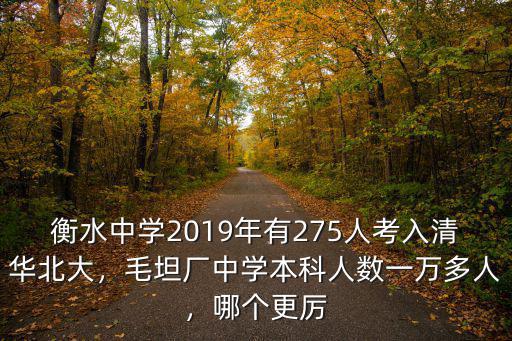 衡水中學2019年有275人考入清華北大，毛坦廠中學本科人數一萬多人，哪個更厲