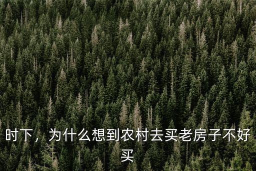 時下，為什么想到農村去買老房子不好買