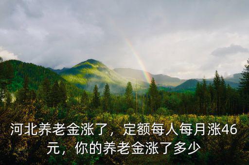 河北養(yǎng)老金漲了，定額每人每月漲46元，你的養(yǎng)老金漲了多少