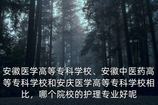 安徽醫學高等專科學校、安徽中醫藥高等專科學校和安慶醫學高等專科學校相比，哪個院校的護理專業好呢