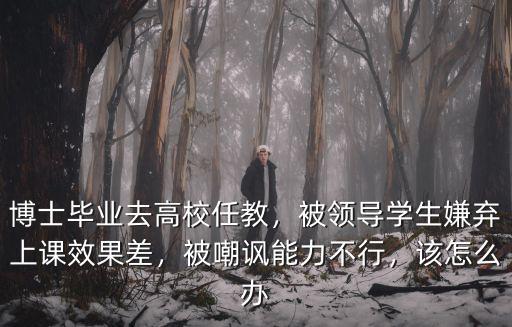 博士畢業去高校任教，被領導學生嫌棄上課效果差，被嘲諷能力不行，該怎么辦