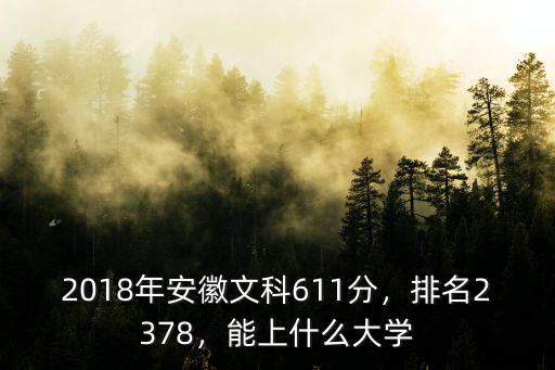 2018年安徽文科611分，排名2378，能上什么大學(xué)