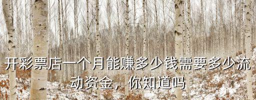 開彩票店一個(gè)月能賺多少錢需要多少流動(dòng)資金，你知道嗎