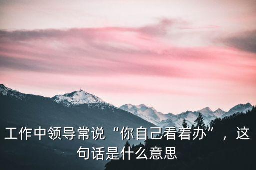 工作中領(lǐng)導(dǎo)常說“你自己看著辦”，這句話是什么意思