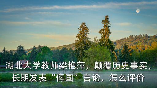 湖北大學教師梁艷萍，顛覆歷史事實，長期發表“侮國”言論，怎么評價