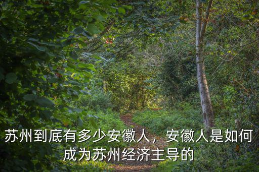蘇州到底有多少安徽人，安徽人是如何成為蘇州經濟主導的