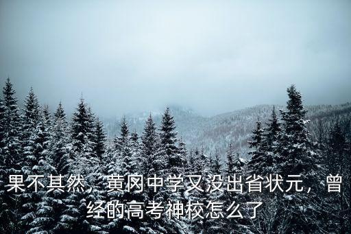 果不其然，黃岡中學又沒出省狀元，曾經的高考神校怎么了