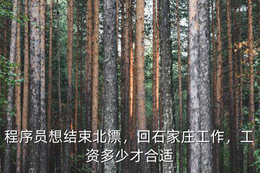 程序員想結束北漂，回石家莊工作，工資多少才合適