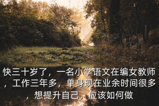 快三十歲了，一名小學(xué)語文在編女教師，工作三年多，單身現(xiàn)在業(yè)余時間很多，想提升自己，應(yīng)該如何做