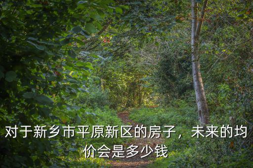 河北平原新區房價多少錢,未來的均價會是多少錢