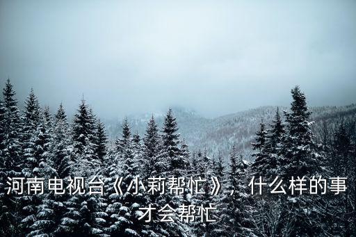 河南電視臺(tái)《小莉幫忙》，什么樣的事才會(huì)幫忙