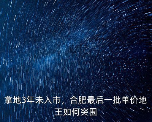 拿地3年未入市，合肥最后一批單價地王如何突圍