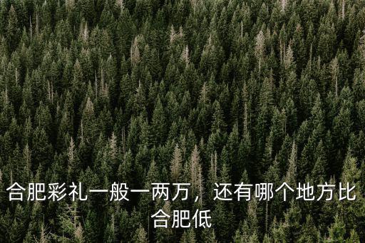 合肥彩禮一般一兩萬，還有哪個地方比合肥低