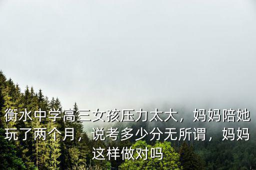 衡水中學高三女孩壓力太大，媽媽陪她玩了兩個月，說考多少分無所謂，媽媽這樣做對嗎