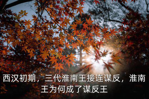 西漢初期，三代淮南王接連謀反，淮南王為何成了謀反王