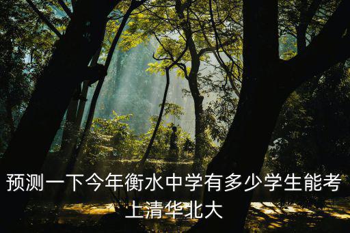 預測一下今年衡水中學有多少學生能考上清華北大