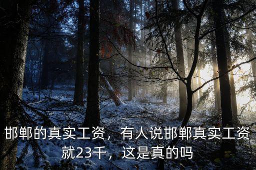 邯鄲的真實工資，有人說邯鄲真實工資就23千，這是真的嗎