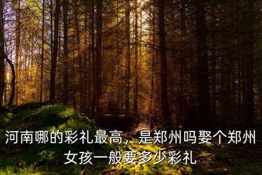 河南哪的彩禮最高，是鄭州嗎娶個鄭州女孩一般要多少彩禮