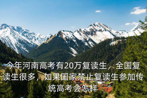 今年河南高考有20萬復讀生，全國復讀生很多，如果國家禁止復讀生參加傳統高考會怎樣