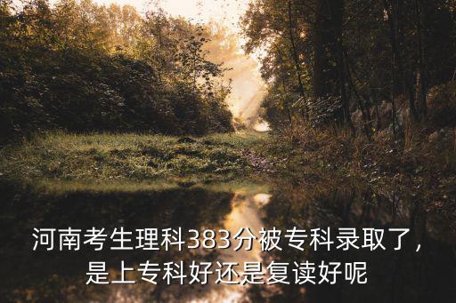河南考生理科383分被專科錄取了，是上專科好還是復讀好呢
