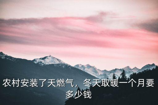 農(nóng)村安裝了天燃?xì)猓烊∨粋€(gè)月要多少錢